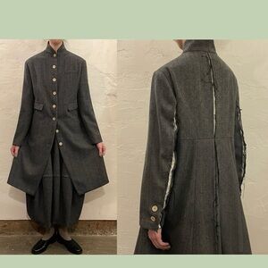 NEW Unisex Artisanal Herringbone Wool Clergy Coat-Japanese Artisanal Style